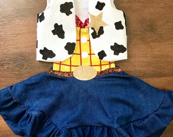 Toy inspired Romper with skirt and vest