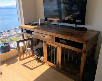 tv stand with dog cage