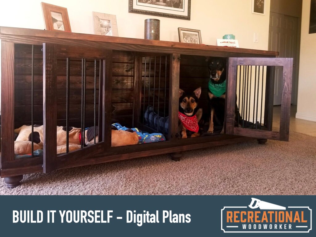 Plans to build your own Wooden Double Dog Kennel DIY Plans Etsy
