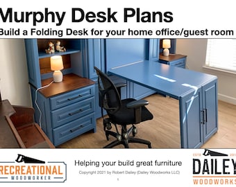 Murphy Desk Plans - Bureau pliant à faire soi-même (téléchargement numérique)