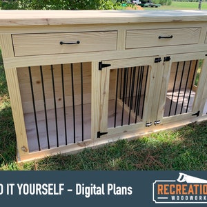 Digital Plans - Wooden Dog Crate Entertainment Center - - DIY Dog Kennel Furniture