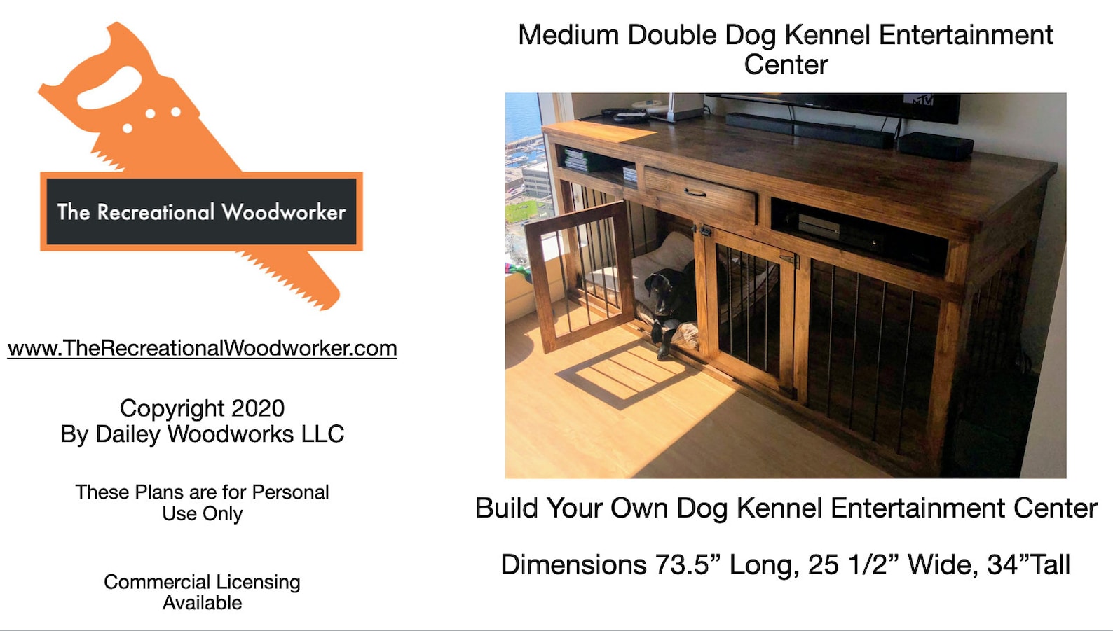 Digital Plans Wooden Dog Crate Entertainment Center DIY Etsy