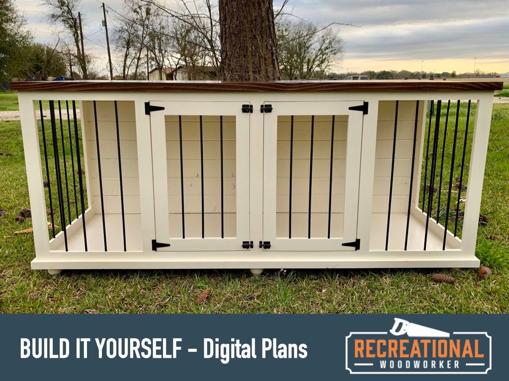 Plans to build your own Wooden Double Dog Kennel DIY Plans Etsy