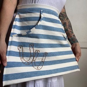 embroidered apron, women&#39;s aprons, half aprons with pockets, coastal cowgirl motif, gift for Baker, great grandma gifts, gift for grandma