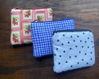 mini wallet zipper pouch, quilted coin pouch, purse organizer, quilted card holder, quilted zipper coin pouch, cut handmade coin purse