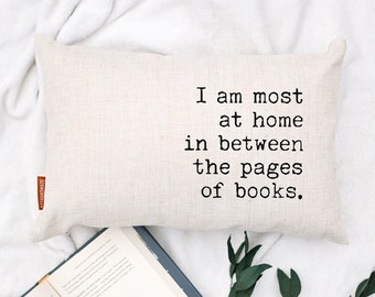 Book Pillow, Custom Book Pillow, Reading Pillow, Reading Gift, Book Quote Gift, Book Pages Pillow, Custom Name Pillow, Spring Throw Pillow