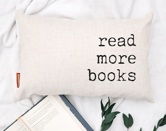 Book Pillow, Read More Books Pillow, Reading Pillow, Book Lover Gift, Gifts for Readers, Funny Book Gift, Book Throw Pillow, Reading Nook