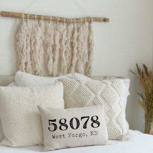 Zip Code Pillow, Custom Location Pillow, City Pillow, Zip Code Gift, State Pillow, Personalized Pillow, Typewriter Pillow, Christmas Gift image 6