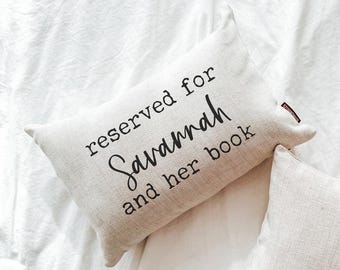 Custom Name Book Pillow, Reading Nook Decor, Bookish Gifts for Her