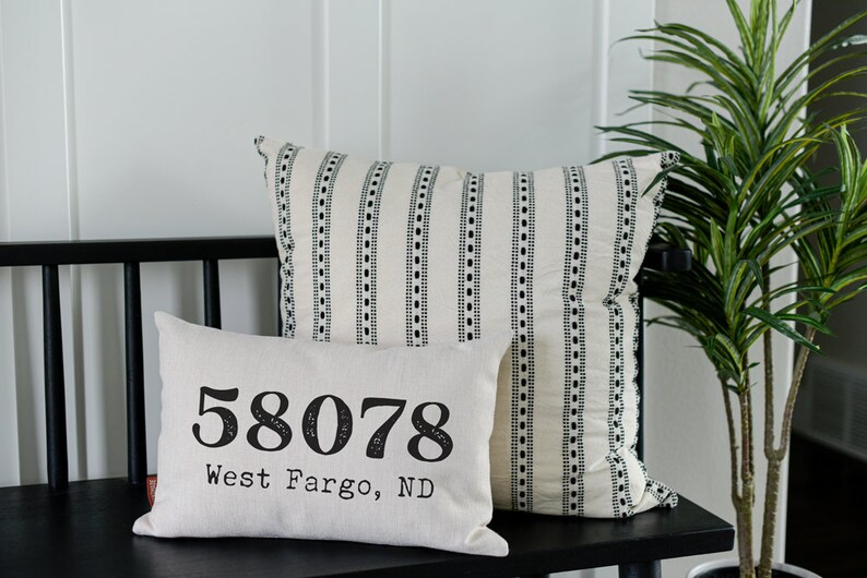 Zip Code Pillow, Custom Location Pillow, City Pillow, Zip Code Gift, State Pillow, Personalized Pillow, Typewriter Pillow, Christmas Gift image 4