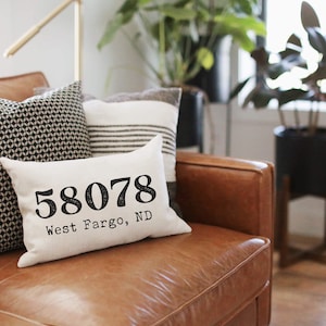 Zip Code Pillow, Custom Location Pillow, City Pillow, Zip Code Gift, State Pillow, Personalized Pillow, Typewriter Pillow, Christmas Gift image 3