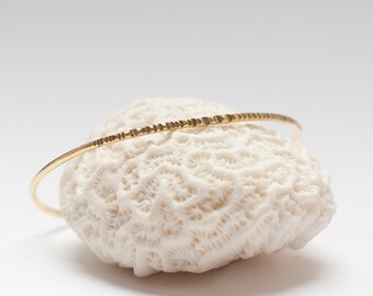 Thin brass cuff bracelet with delicate texture •