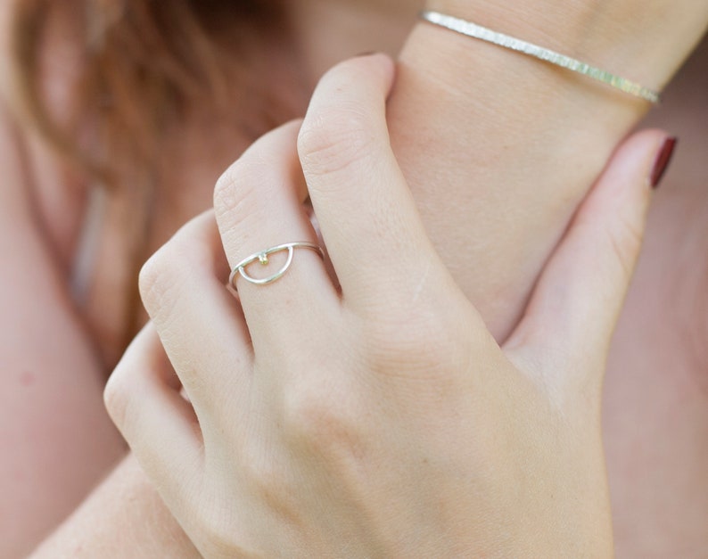 Fine ring in silver with an 18k yellow gold touch Choose between 2 subtle variations A feeling of delicacy and tiny planets image 7