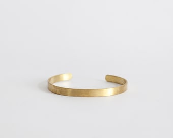 Large, flat brass cuff bracelet, simple and modern •