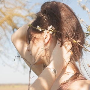 Hoop earrings in silver composed of many rings hammered texture made to order image 9