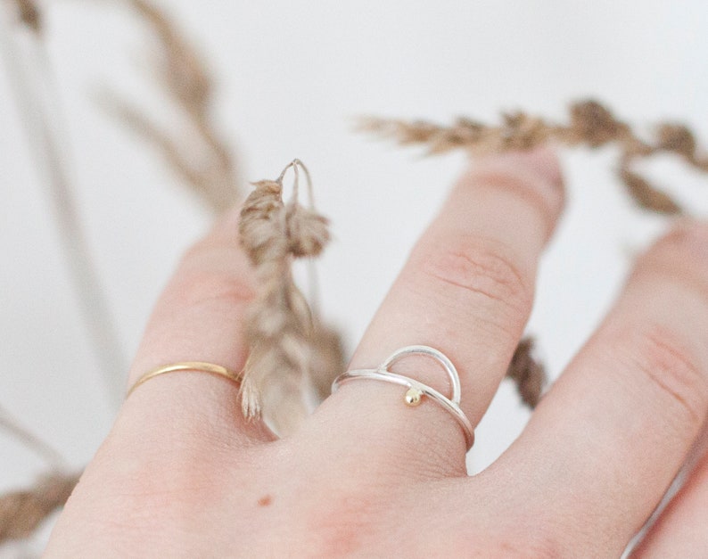 Fine ring in silver with an 18k yellow gold touch Choose between 2 subtle variations A feeling of delicacy and tiny planets image 2