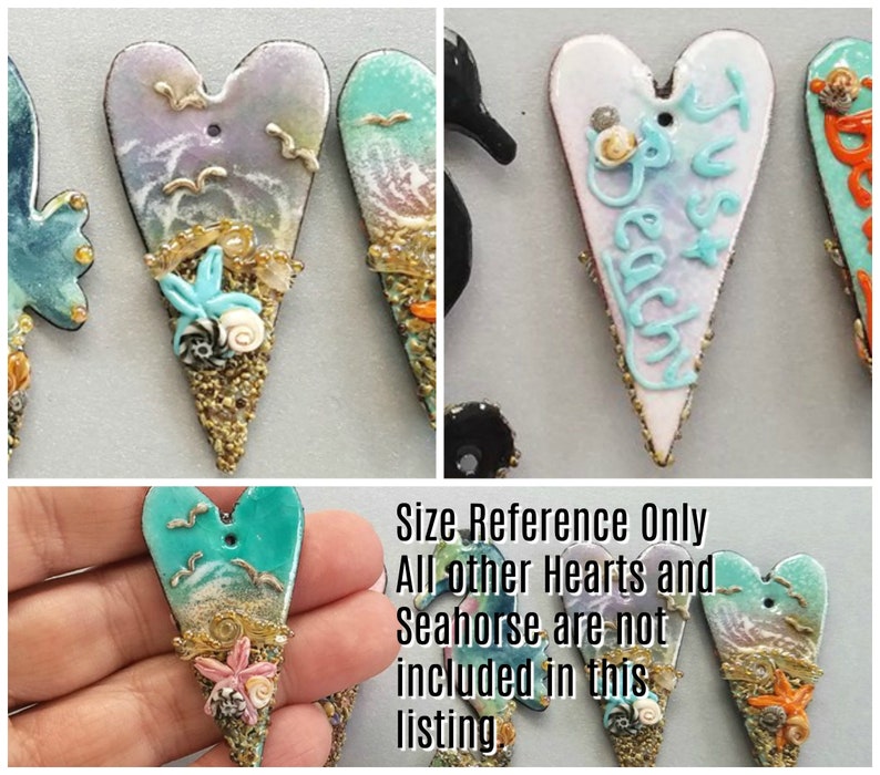 Beachy Heart Focal Enameled Copper Just Beachy in Violet Crackle by Sabrina Koebel of SabrinaDesign