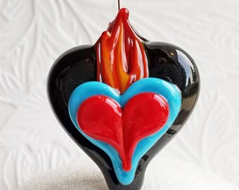 MTO Sacred Heart Focal by Sabrina Koebel Made To Order Handmade Lampwork Beads