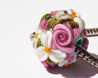 European Charm Bead, Large Hole Bead  -  Elizabeth by Sabrina Koebel Handmade Lampwork Beads