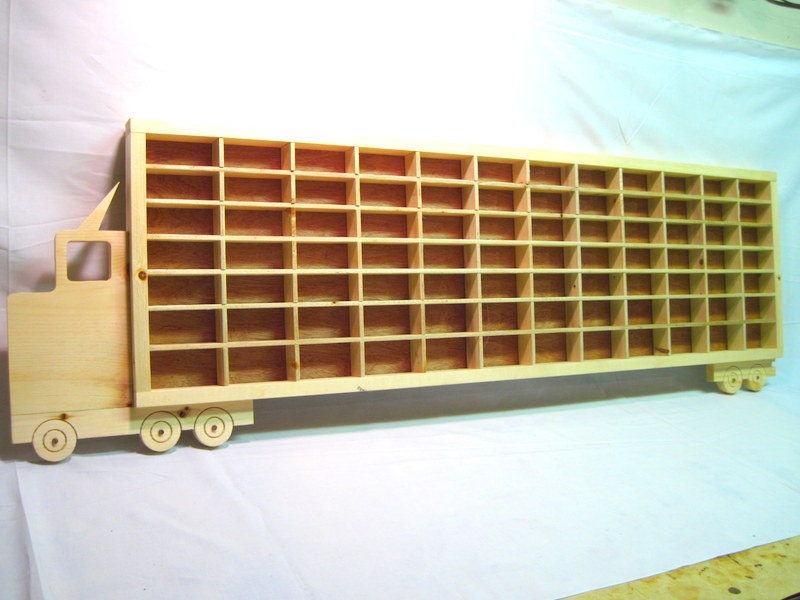 Hot Wheels Boys Wood Truck Display Case Toy Wall Zoom