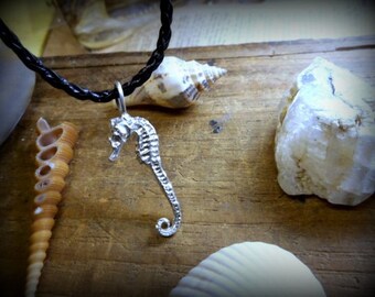 Dried seahorse Sterling Silver Replica Necklace. Handcast & Made to order.