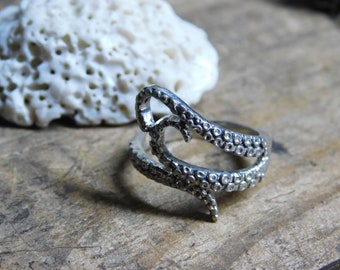 Octopus Squid Tentacles ring. Cast solid sterling silver made to order in your size