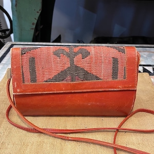 Hand Woven Turkish Kilim Genuine Leather Mesenger Bag, Genuine Leather Shoulder Bag, Vintage Crossbody Bag