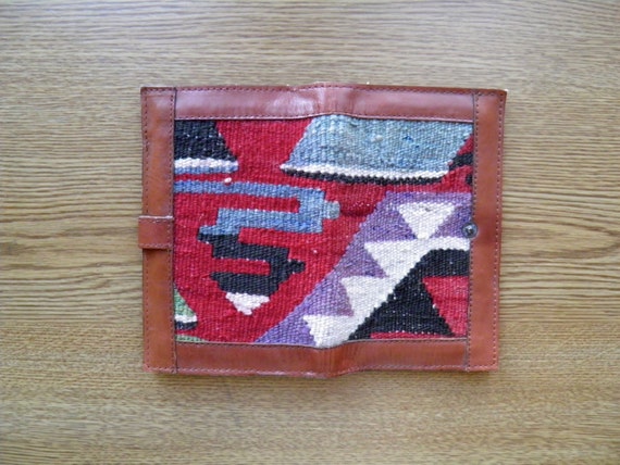 Hand Woven Vintage Turkish Kilim Wallet, Folder - image 4