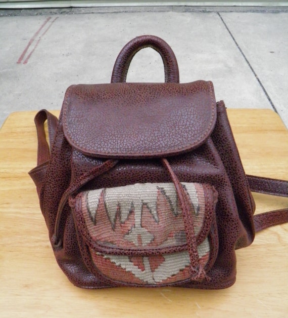 Vintage Turkish Kilim and Genuine Leather Backpack