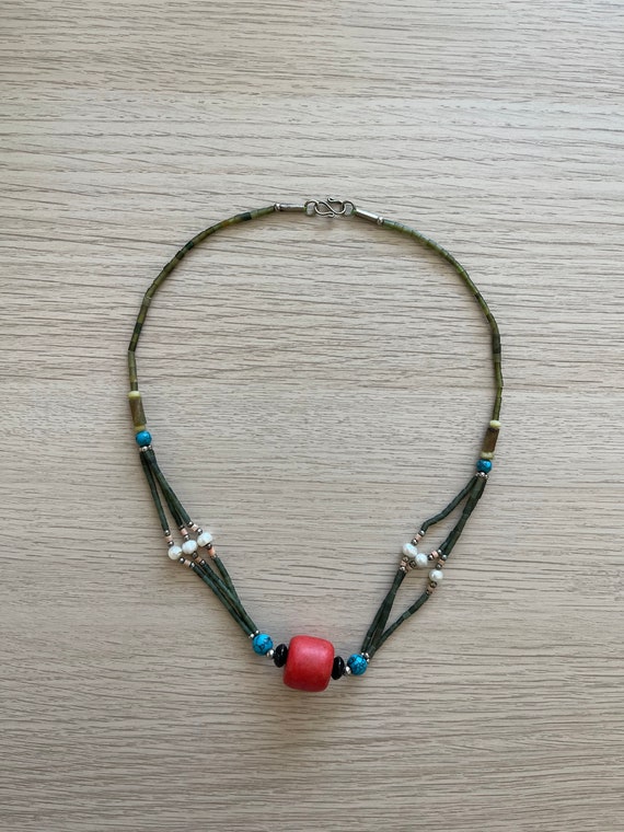 Handmade Beaded Vintage Afghan Necklace, Hand Made
