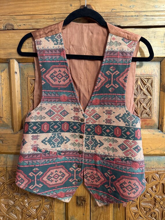 Handwoven Turkish Kilim Vest: Antique Wool, Adjustable Fit