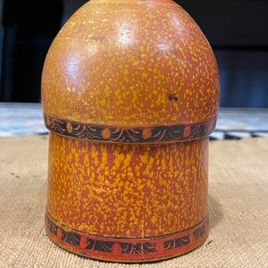 Antike handbemalte schöne hölzerne Lacquerware Gewürzbox aus Afghanistan / Pakistan, atemberaubende handbemalte antike Gewürzdose