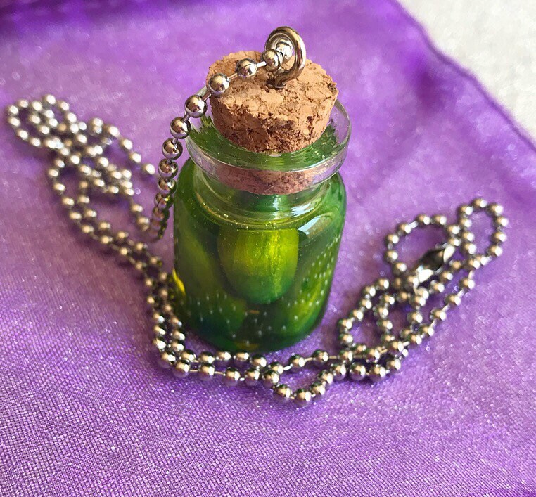 Pickle Necklace Pickle Jar Pickle Jewelry Polymer Clay Pickle