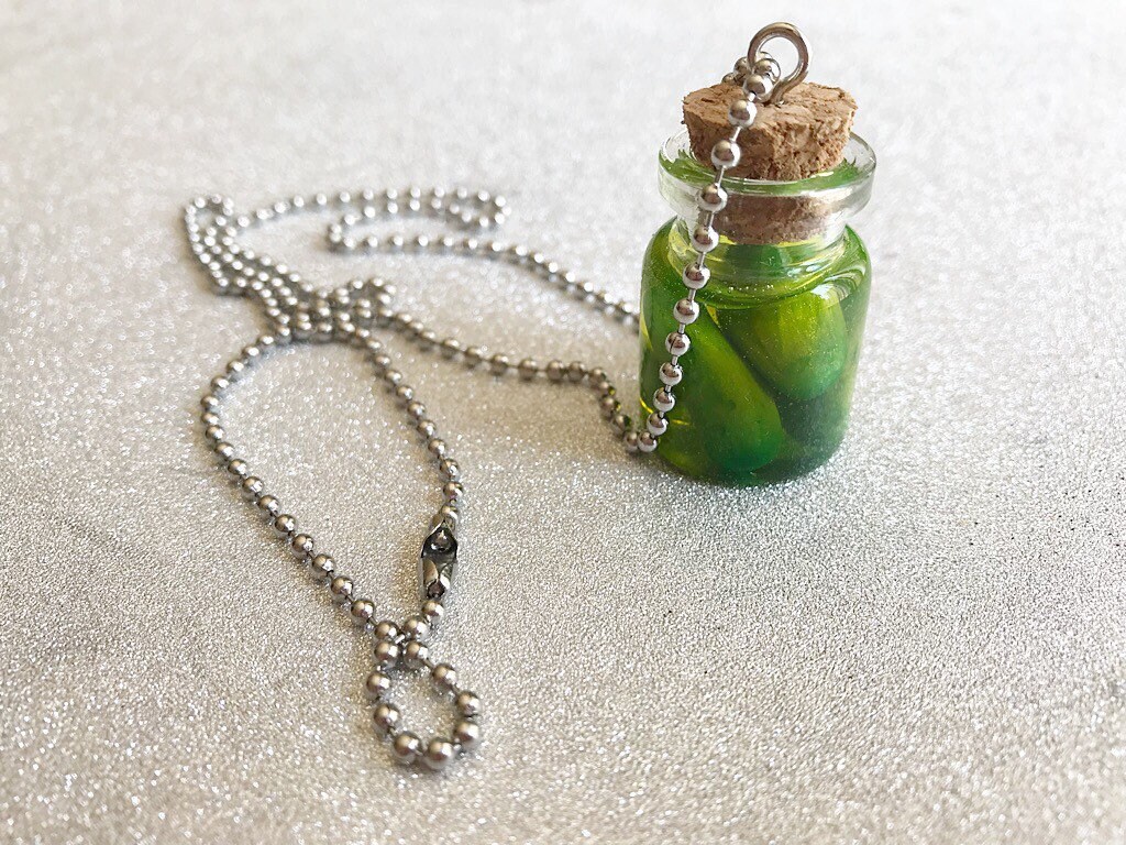 Pickle Necklace Pickle Jar Pickle Jewelry Polymer Clay Pickle