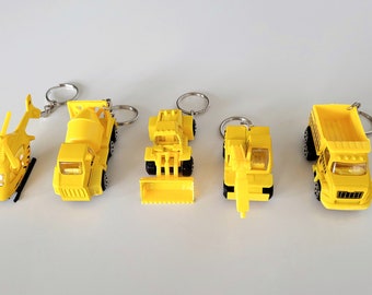 Construction - Dump Truck, Excavator, Bulldozer, Cement Mixer, Helicopter  - Die cast Truck Keychain