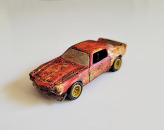 Custom Made Patina Rusty Hot Wheels 70 Camaro with Flat Bed Hauler
