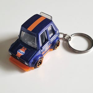 Tooned Volkswagen Golf Mark 1 - Gulf Livery Hot Wheels Die cast on Key Chain