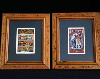 Rustic Uncle Toby’s Oats tin & vintage Jam logos framed.