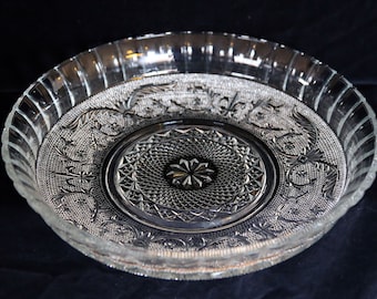 Vintage glass crystal Fleur De Lys serving bowl