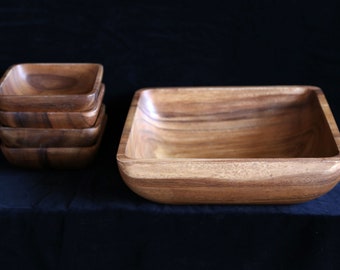 Retro Scandinavian style timber serving bowls