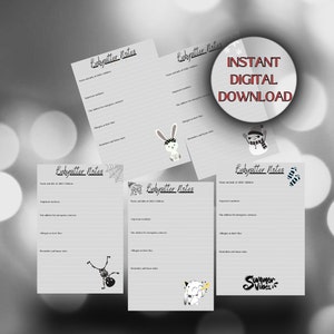 Season Babysitter Information / Checklist  - Babysitter Info - Nanny Notes. Emergency contact for babysitter, 5 digital files - season