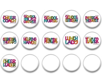 School Costodian Janitor Gift - Colorful Thank You Gift - Pins and Buttons - Desk Decor - Custom Gift - Stocking Stuffers