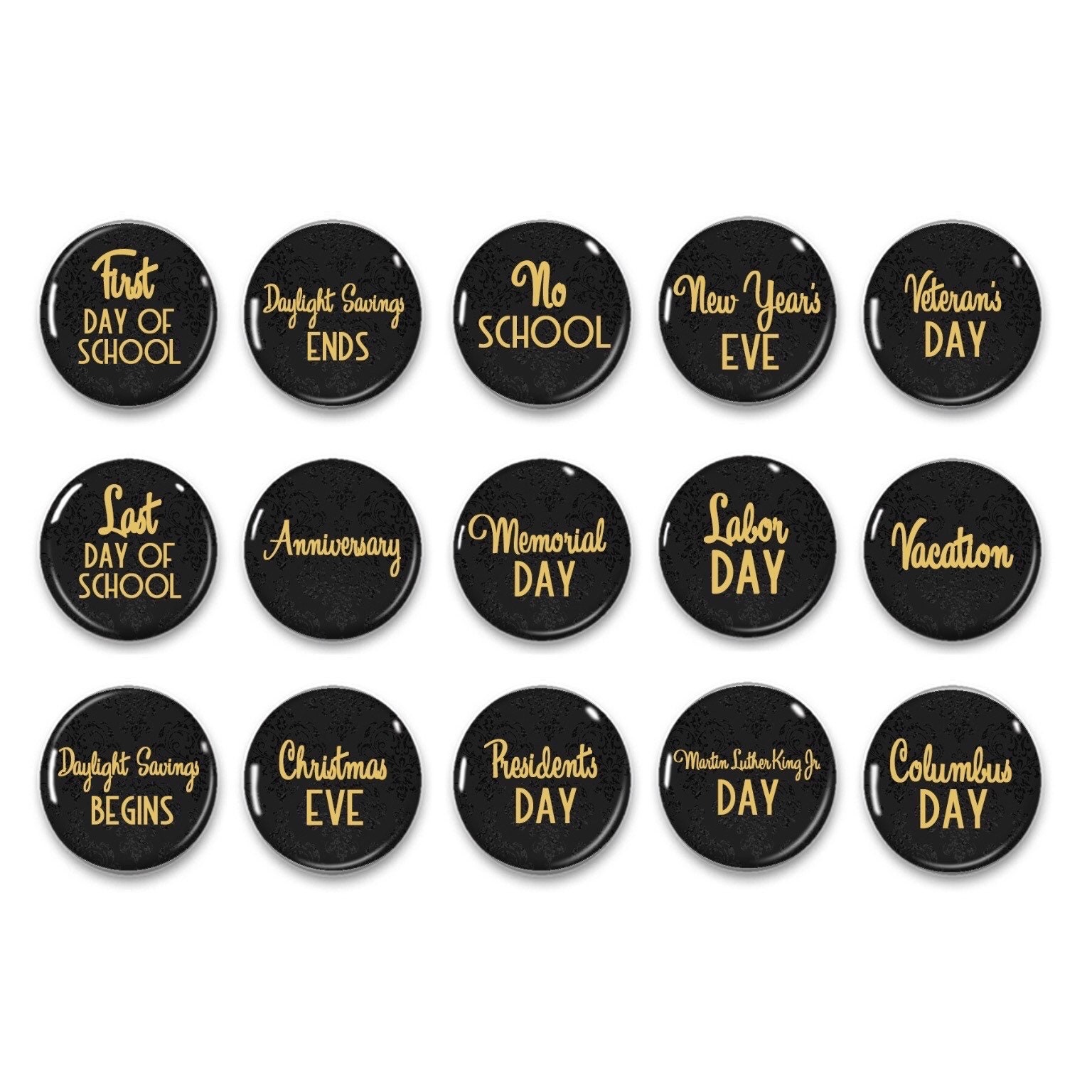 Black and Gold Perpetual Calendar Classroom Calendar Etsy