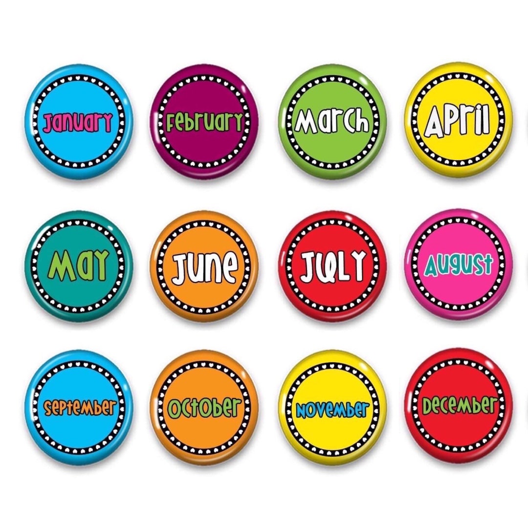 Colorful Months of the Year Date Etsy
