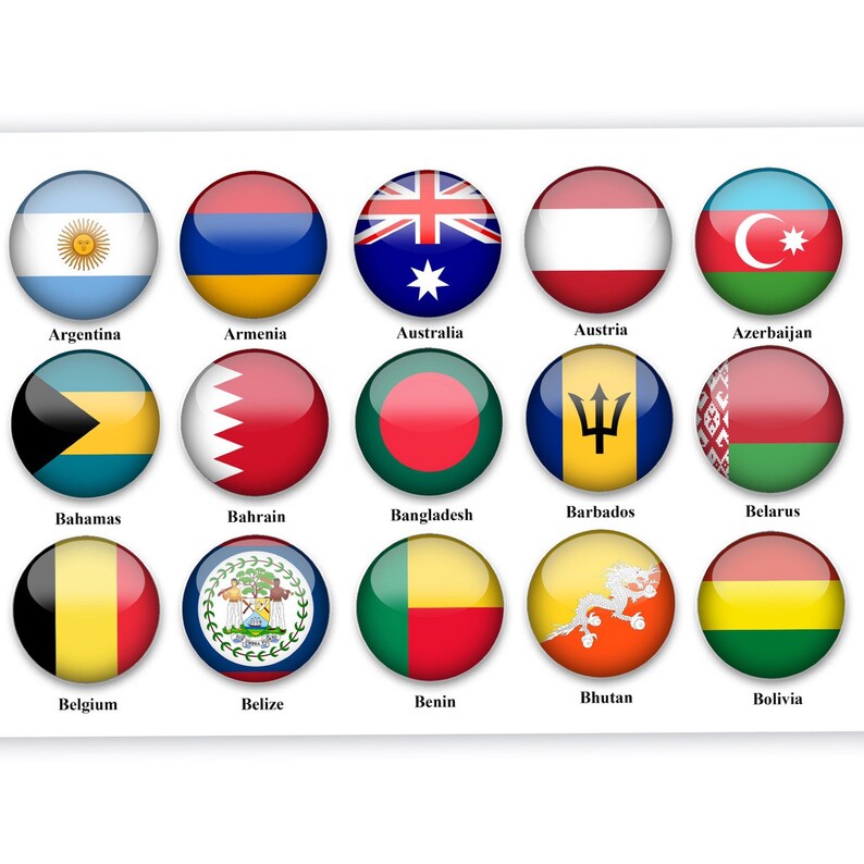 Flag 197 Countries of the World Flags Map Art Etsy