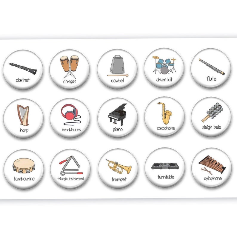 Musical Instrument magnets Music teacher Homeschool curriculum Piano Teacher Montessori classroom Music collection image 1