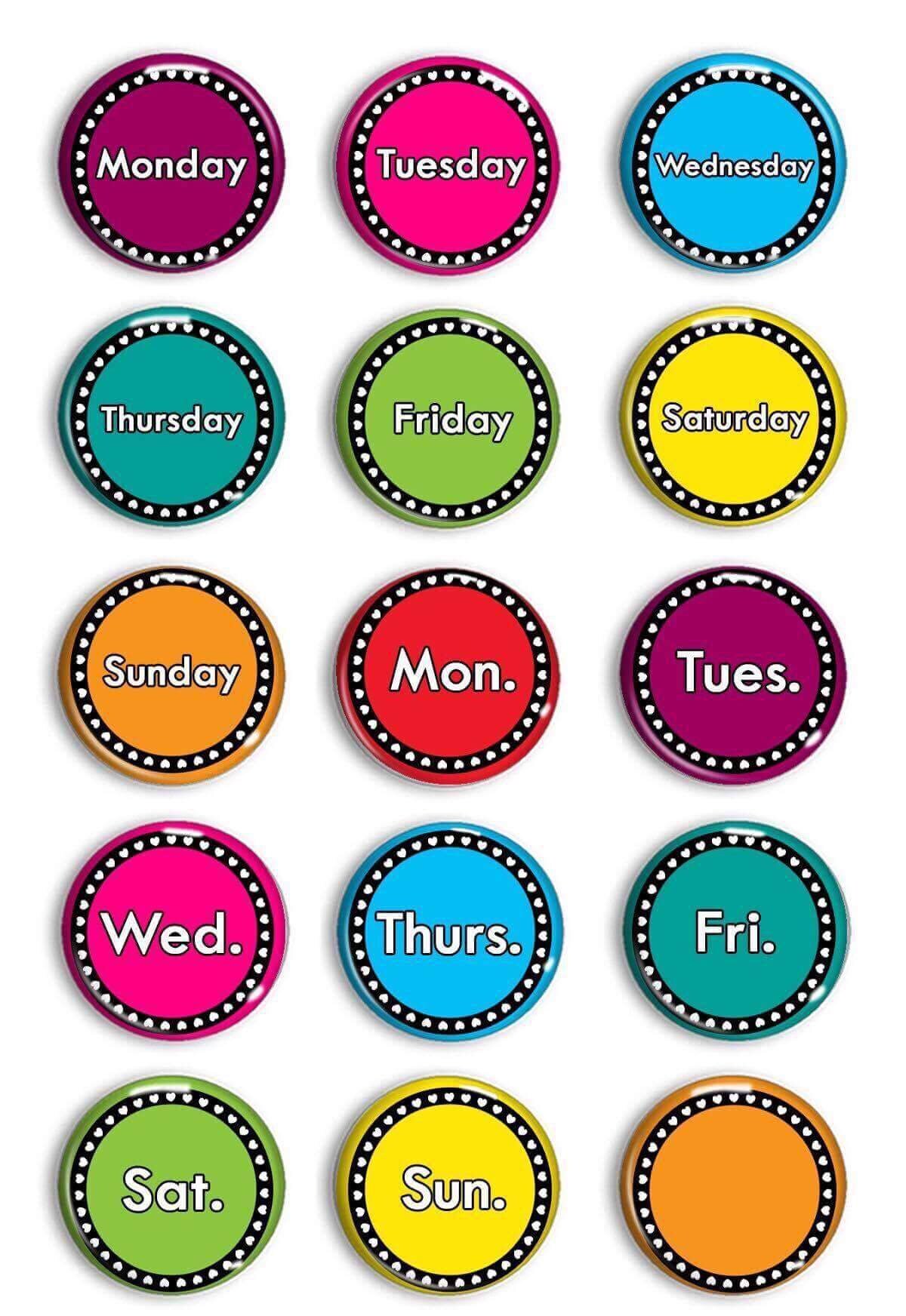 Days Of The Week Calendar Classroom Etsy