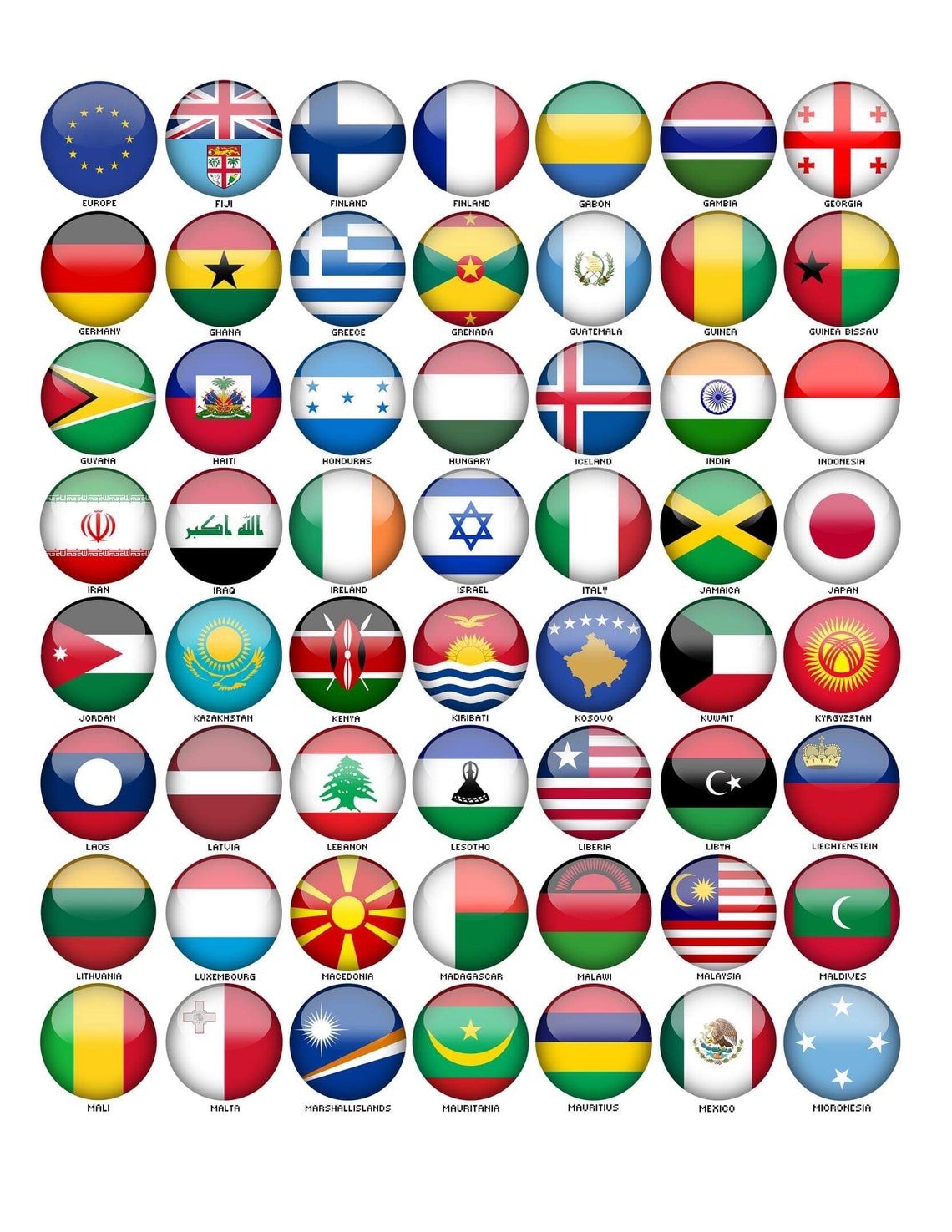 Flag 197 Countries of the World Flags Map Art Etsy