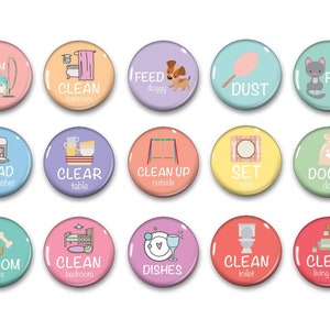 Pastel Chore Magnets with Images - Family Chores - Kids Jobs - Family Command Center - Adult Chore Magnets - Family Organization