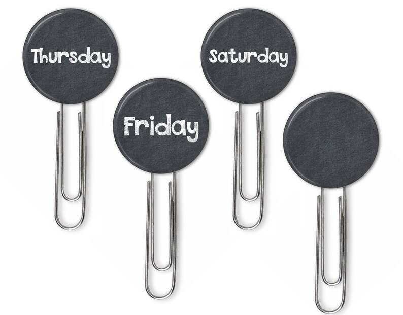 Jumbo Paper Clips Days of the Week Clips and Bookmarks Etsy